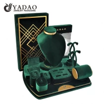 China MDF dark green shiny velvet fancy display for Christmas jewelry showcase counter manufacturer