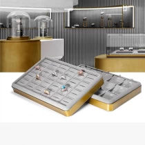 China Small quantity jewelry display tray metal frame ring display tray luxury jewelry tray stock manufacturer