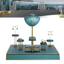 China High end custom pu leather metal jewelry display props exhibition show exclusive manufacturer