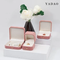China velvet covered pink grils gfit packaging jewelry ring necklace box handmade in stock small moq manufacturer