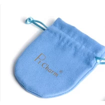 China Baby Blue Portable Small Drawing Velvet Jewelry Bag With Cotton Rope Manufacturer manufacturer