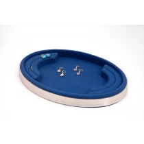 China Exquisite Oval Jewelry Ring and Earring Tray With Metal Button and Microfibre Pad Supplier manufacturer