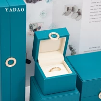 China Personailize high end pu leather design fresh water blue color jewelry box set manufacturer