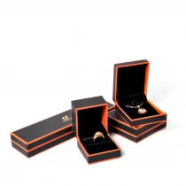 China Hot Stamping Logo Jewelry Packaging Velvet Insert Ring Box Orange Edge Custom Jewelry Box manufacturer
