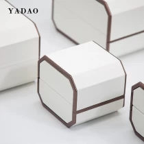 China luxury new style white leather jewelry box Side octagonal flip box manufacturer