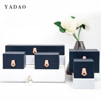 China Luxury leather material jewelry box with buckle for wholesale manufacturer