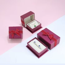 China Custom new style red leather box set with lace decoration design for jewelry gift packaging manufacturer