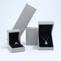 China Luxury Grey Jewelry Box Custom Material Logo Bracelet Bangle Ring Pendant Box manufacturer