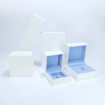 China Wholesale Custom Jewelry Box White Packaging Blue Insert Pad manufacturer