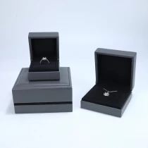 China Pu Leather Jewelry Box Custom Ring Earrings Necklace Box Velvet Insert Pad manufacturer