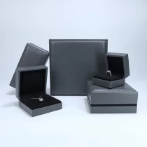 China new style dark gray leather box set ring earring necklace bangle bracelet box manufacturer