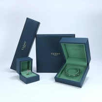 China Custom drack blue high-ed leather box jewelry packging display box manufacturer
