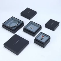 China Black Jewelry Packaging Box Ring Earrings Necklace Bangle Box with Lid Custom Logo manufacturer