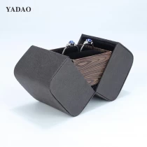 China High-ed Hot sale leather ring box new design black brown custom color logo manufacturer