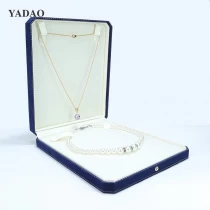 China New style Big size deep blue velvet jewelry box for jewelry set packaging display manufacturer