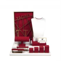 China Small MOQ Jewelry Display Microfiber Gold Diamond Ring Necklace Jewelry Stand with Custom Logo manufacturer