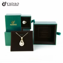 China Deep green wooden leather box new design box set inside box with outer box costom logo color manufacturer