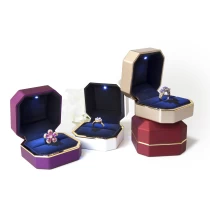 China Custom  Led Ring Box Luxury Wedding Jewelry Box Plastic Packaging Velvet Insert Pad Custom Color Logo manufacturer
