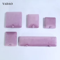China Double-sided button rings bangle nacklace box custom pink velvet jewellery boxes set manufacturer