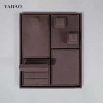 China Microfiber brown jewelry tray for showcase high-quality multifunctional display tray made in China manufacturer