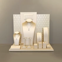 China Light brown luxury leather jewelry display set jewelry display manufacturer in china with custom logo service manufacturer