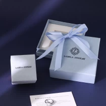 China New fashion baby blue packaging diamond ring gift customize fine jewellery box manufacturer