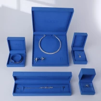 China blue set microfiber classic square shape diamond ring jewelry packaging box manufacturer