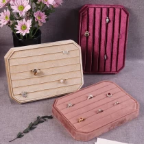 China colorful velvet jewelry ring fashion accesorries boutique display fashion design flat tray manufacturer
