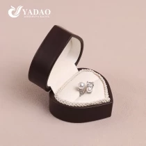 China romantic style heart shape wedding gifts proposal surprise idea jewellery ring necklace leather box manufacturer