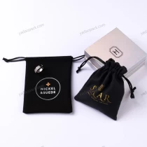 China Black Velvet Pouch with Silk Printing manufacturer