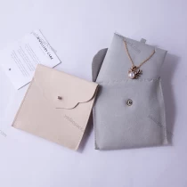 Chine pochette à bijoux coutures sac gris avec bouton fabricant