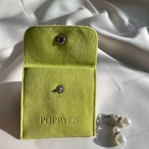 Čína jaro zelené sametové pouzdro dodavatel snap šperků poch maker čtvercové balení taška prodejce výrobce