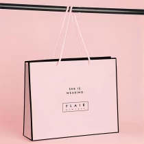 Chine sac shopping imprimé rose bonbon avec anse en corde fabricant