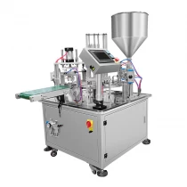 China Automatic viscous liquid sauce butter yogurt plastic cup filling and sealing machine manufacturer