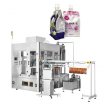 China Full automatic spout pouch bag fill liquid suck jelly capping and filling machine manufacturer