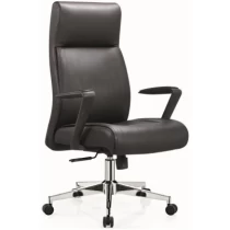 Китай Newcity 6605A Сертификат SGS Офисный стул с газлифтом 350 мм Офисный стул с хромированной ножкой Boss Вращающийся офисный стул Современный дизайн подлокотника Высокий задний стул из полиуретана для офиса Китайский Фошань производителя