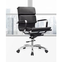 China Newcity 696B stil modern ergonomic pivotant de lux PU scaun de birou de piele de lucru acasă care se întoarce confortabil din piele rotativă scaun de birou furnizor chinez Foshan producător