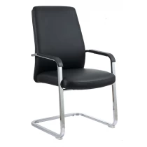 China Newcity 901C Popular Unique Appearance Beautiful Design Visitor Leather Chair Office Furniture Custom Visitor Leather Chair Executive Meeting Metal Chrome Legs Leather Chair Supplier Foshan China manufacturer