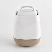 China 520ml glossy white ceramic vessel with square lid wholesale manufacturer