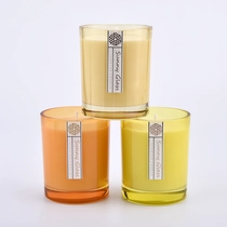 Китай 12oz дебели стени стъклени свещни буркани с пръскане цвят Производител
