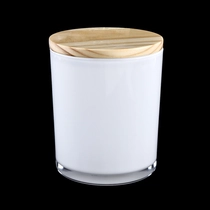 China 3oz 8oz 10oz 12oz 14oz 26oz white glass candle jars with wood lid manufacturer