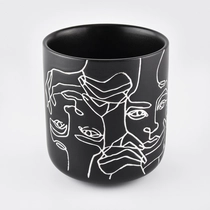 Tsina Unique Matte Black Ceramic Candle Vessels With Custom Pattern - COPY - ag5qmm Manufacturer
