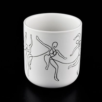 China white ceramic candle vessel with print manufacturer