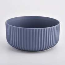 China Three Wicks Stripe Ceramic Candle Vessels manufacturer