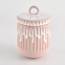 China Borong Strip Corak Ceramic Lilin Bekas dengan Tudung Seramik pengilang