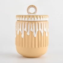 China Yellow ceramic candle jar with lid manufacturer