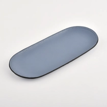 China Luxury metal candle tray with leather cover manufacturer
