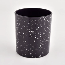 China Vaso de vela de vidro preto com pontos brancos de 8 onças fabricante