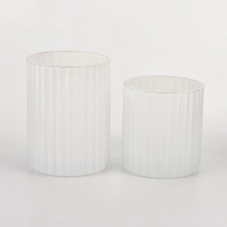 China 6oz Stripes Pattern Glass Candle Holders For Candle Making Wholesale manufacturer