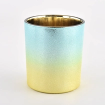 Tsina Bagong disenyo ng gradient na asul at dilaw na 300ml glass candle holder para sa pakyawan Manufacturer
